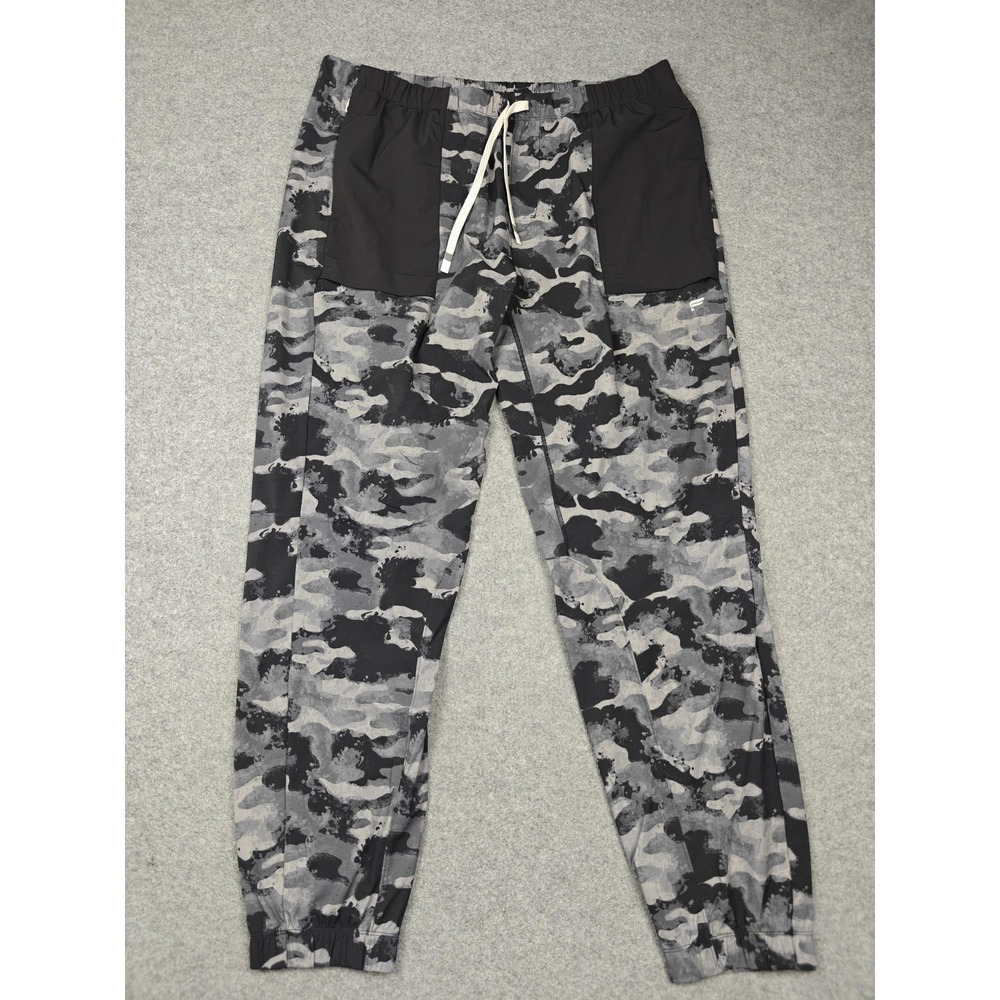 Fabletics Pants Mens 2XL Gray Camo Joggers Elastic Waist Zip Pocket Stretch